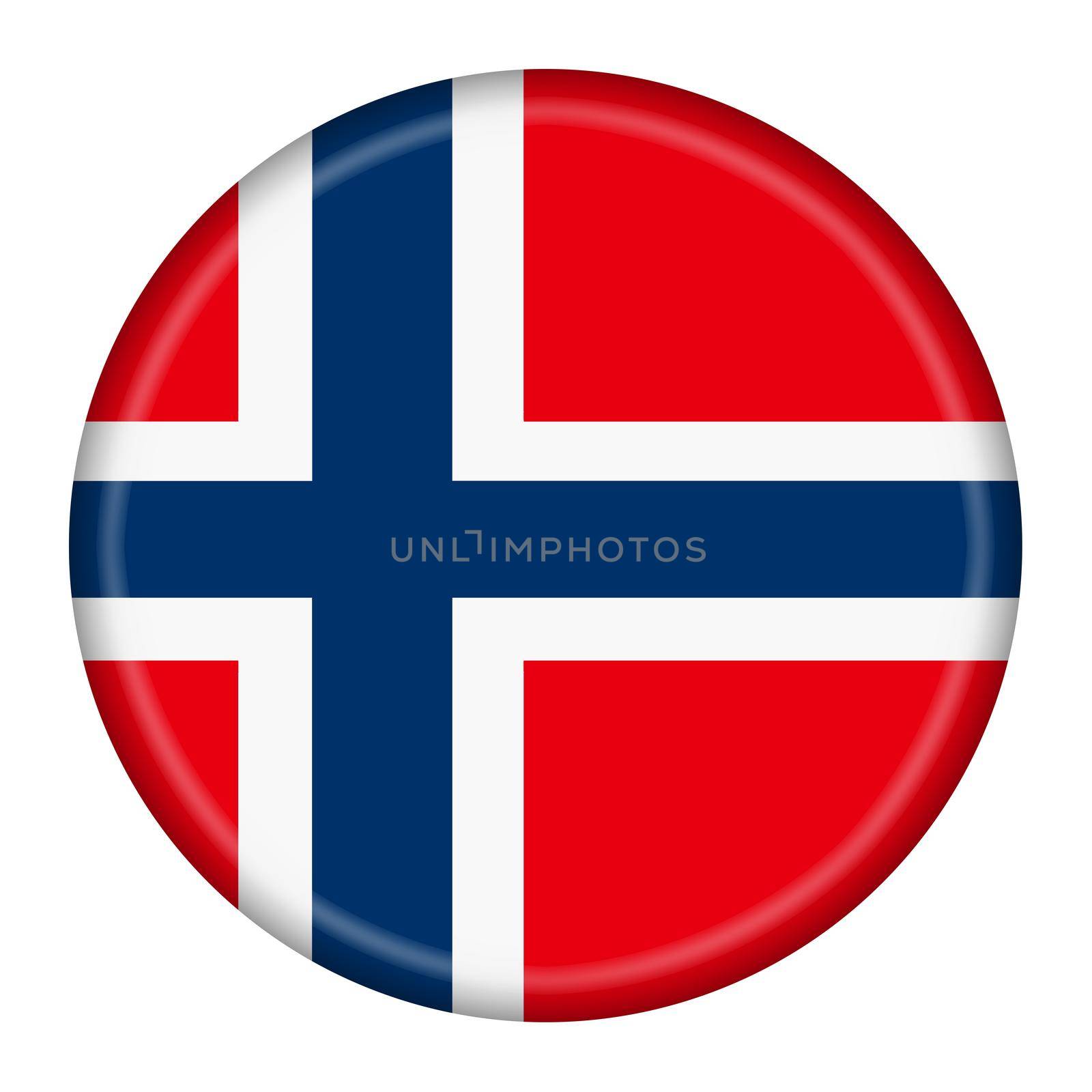 A Norway flag button 3d illustration with clipping path