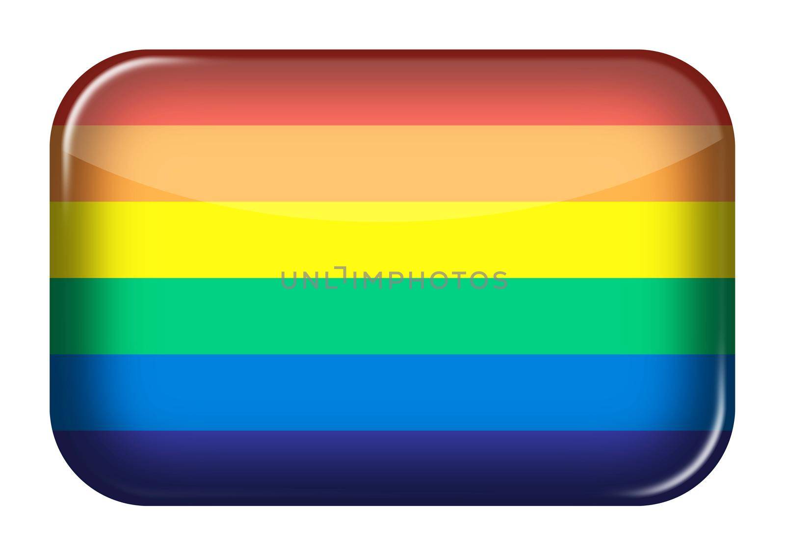 A gay pride rainbow web icon rectangle button with clipping path 3d illustration