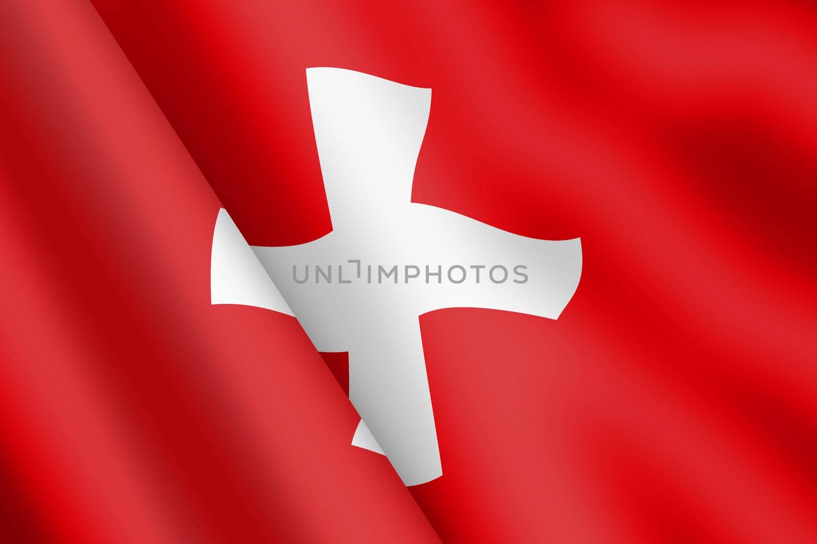 A Switzerland waving flag 3d illustration wind ripple
