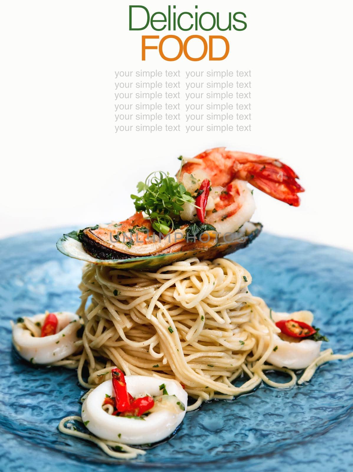 Italian cuisine spaghetti and seafood. by kerdkanno