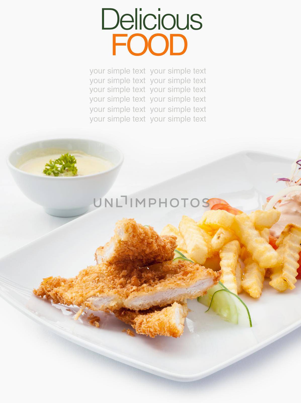 Pork cordon bleu with french fries. by kerdkanno