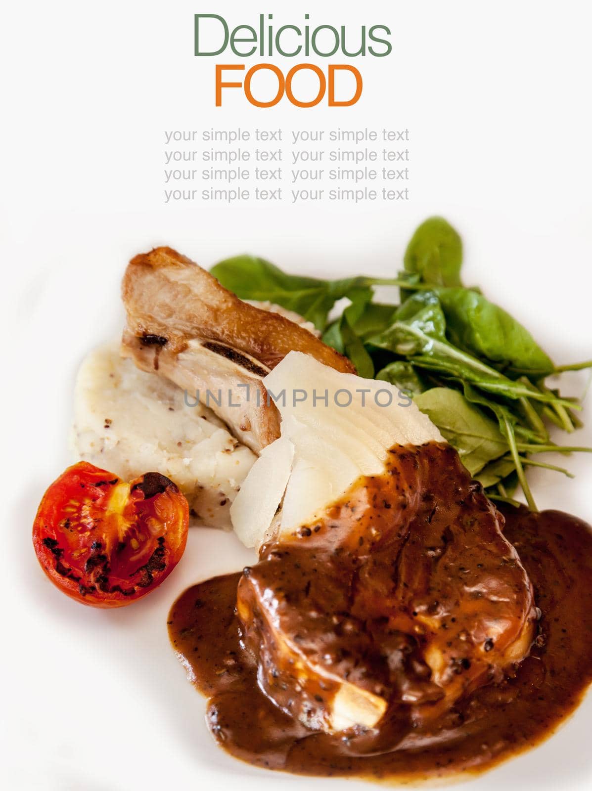 Roasted Pork Chops with Vegetables and Basil. by kerdkanno