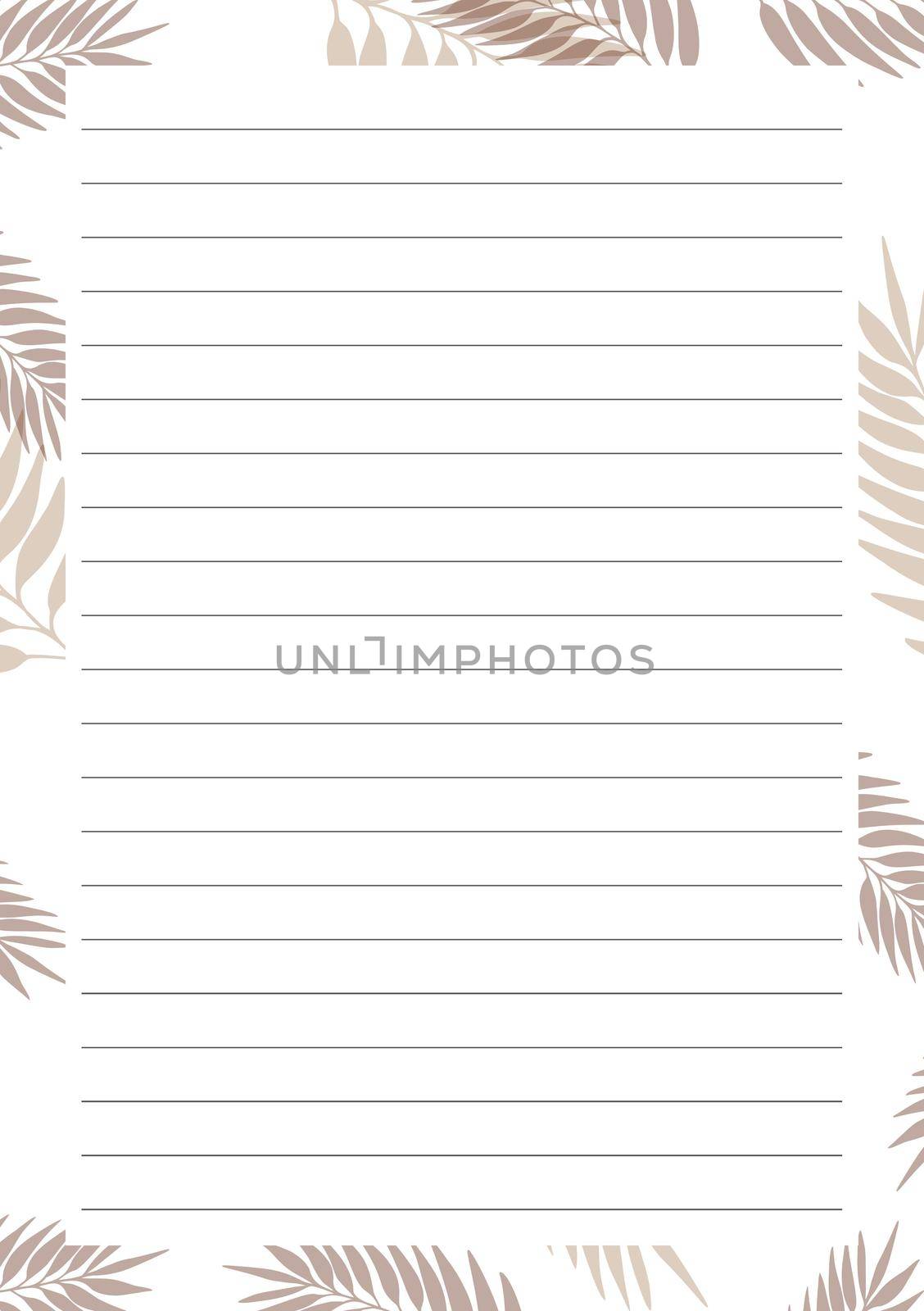 Grid paper. Abstract striped background with color horizontal lines. Printing paper note on floral background. Optimal A5 size. Geometric pattern for school, copybooks, notebooks, diary, notes, books