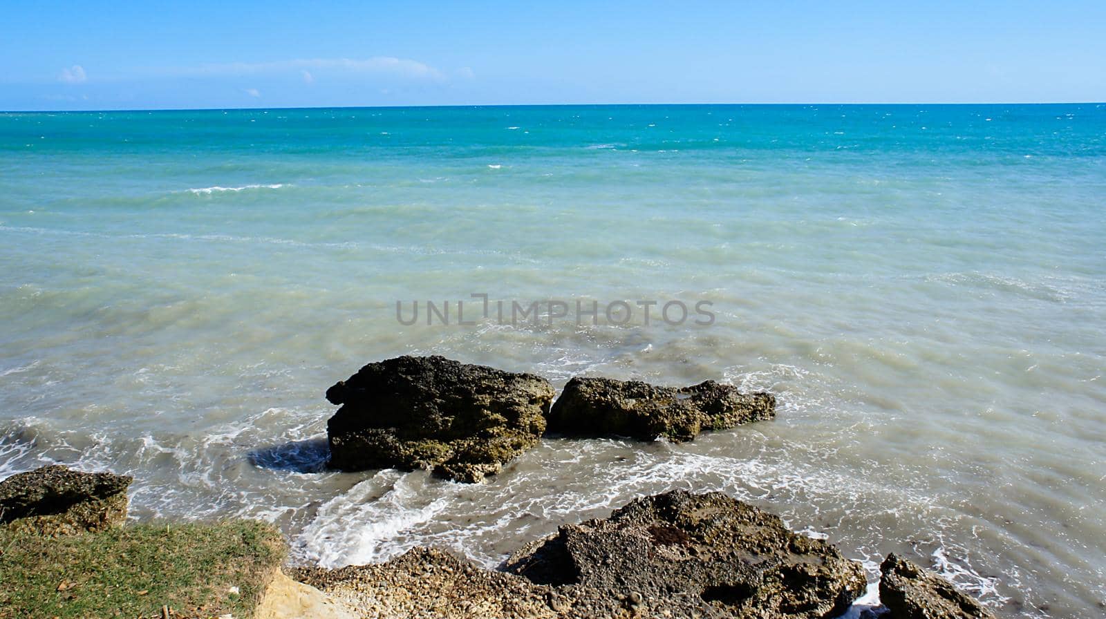 Seascape with rocks near the coastline. Abkhazia.
