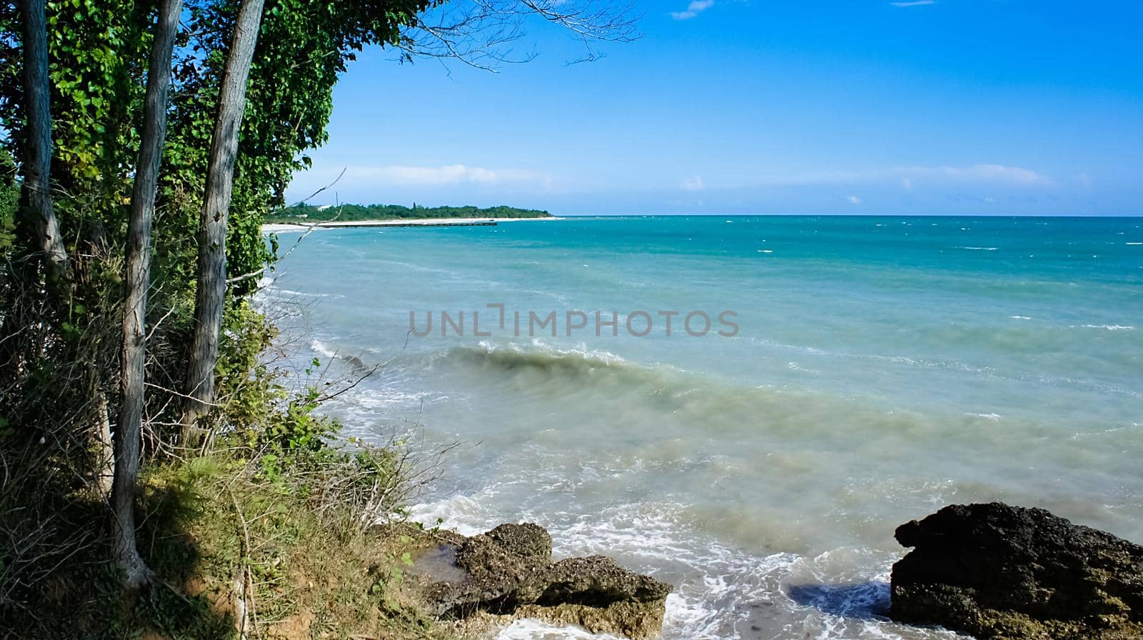 Seascape with rocks near the coastline. Abkhazia.