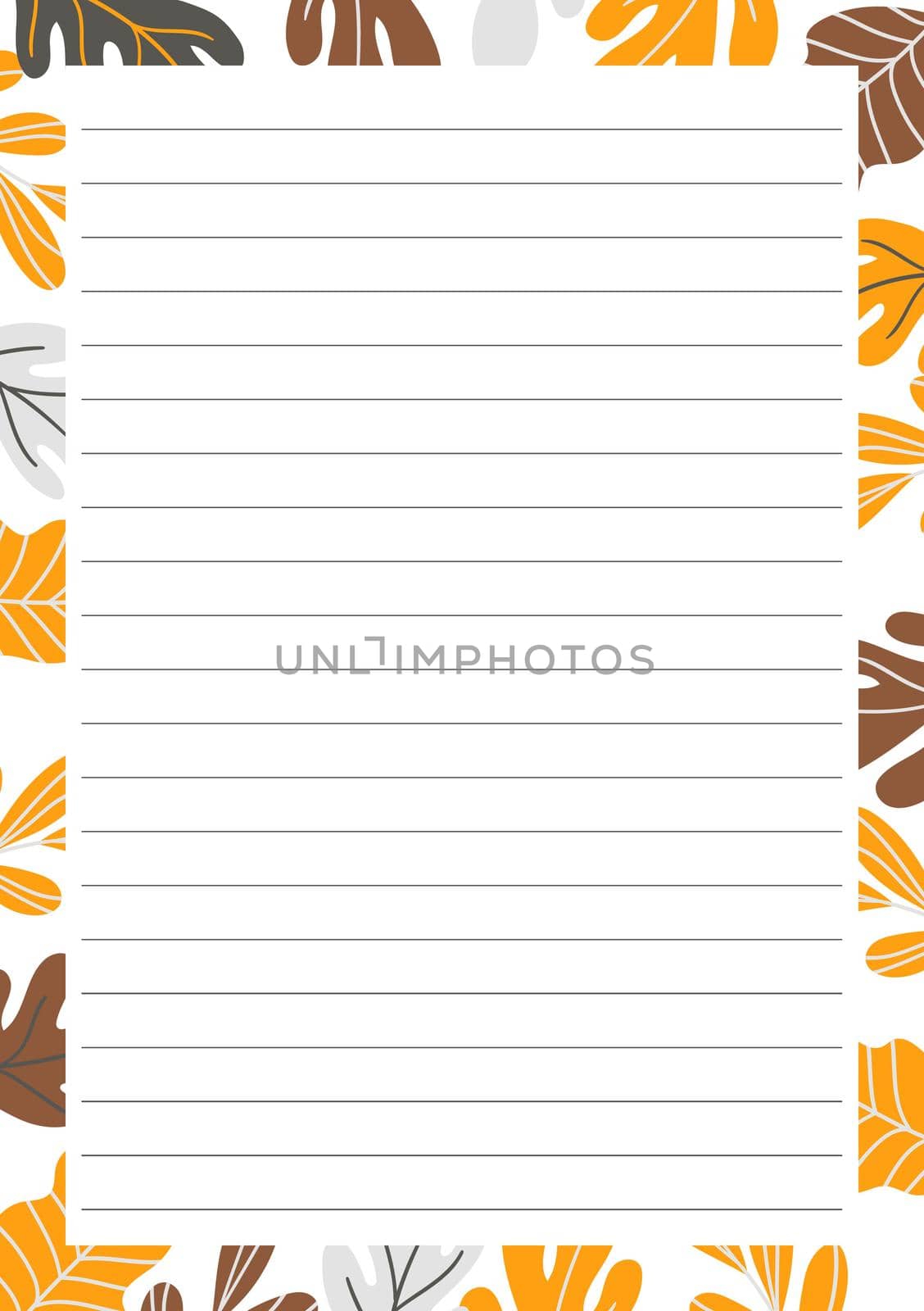 Grid paper. Abstract striped background with color horizontal lines. Printing paper note on floral background. Optimal A5 size. Geometric pattern for school, copybooks, notebooks, diary, notes, books.