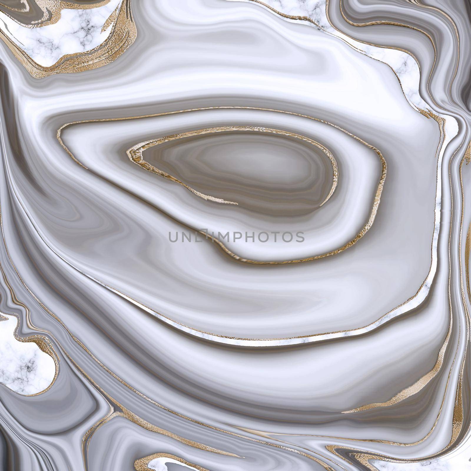 Beautiful realistic grey abstract marble agate with golden veins. Abstract marbling agate texture and shiny gold curves background. Horizontal fluid marbling effect. Illustration