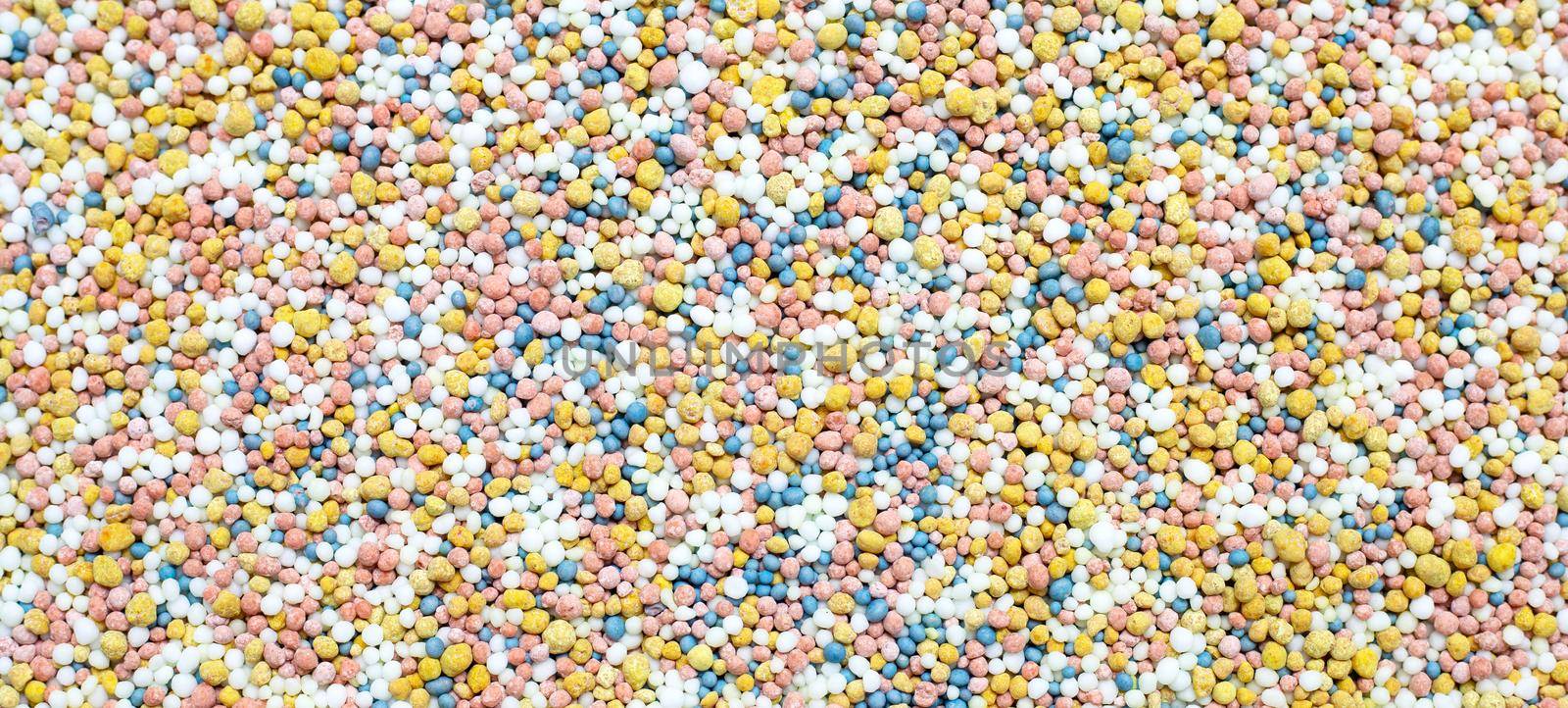 Chemical fertilizer for planting background. Top view