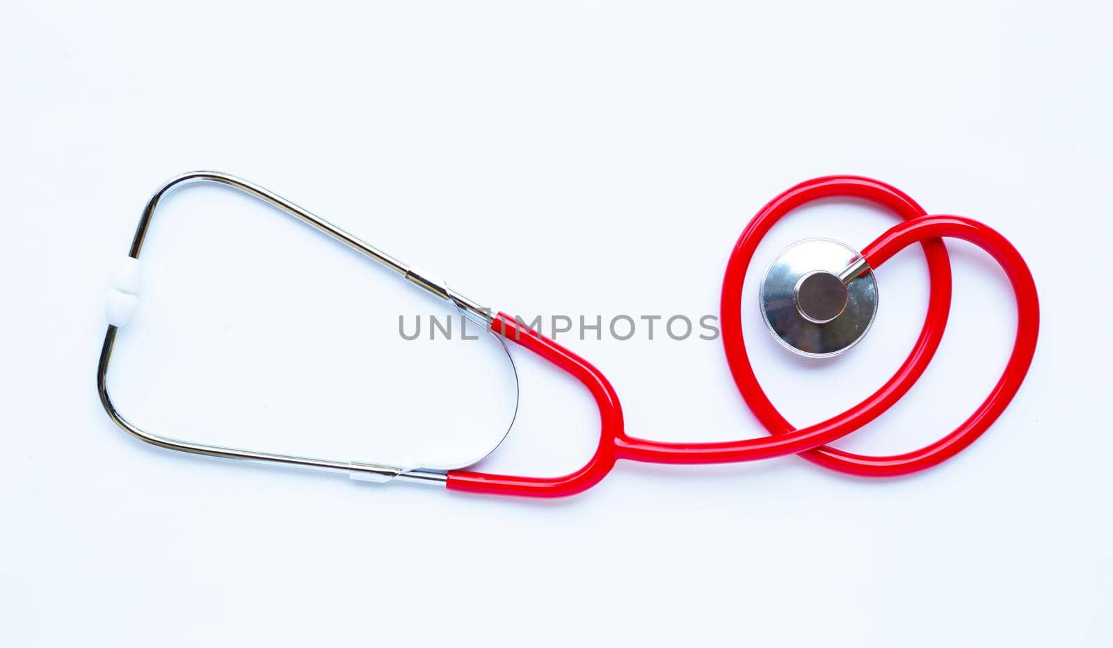 Stethoscope on white background. copy space