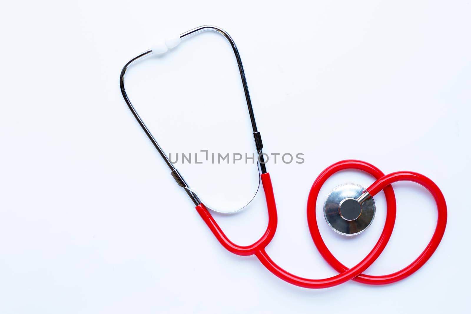 Stethoscope on white background. copy space