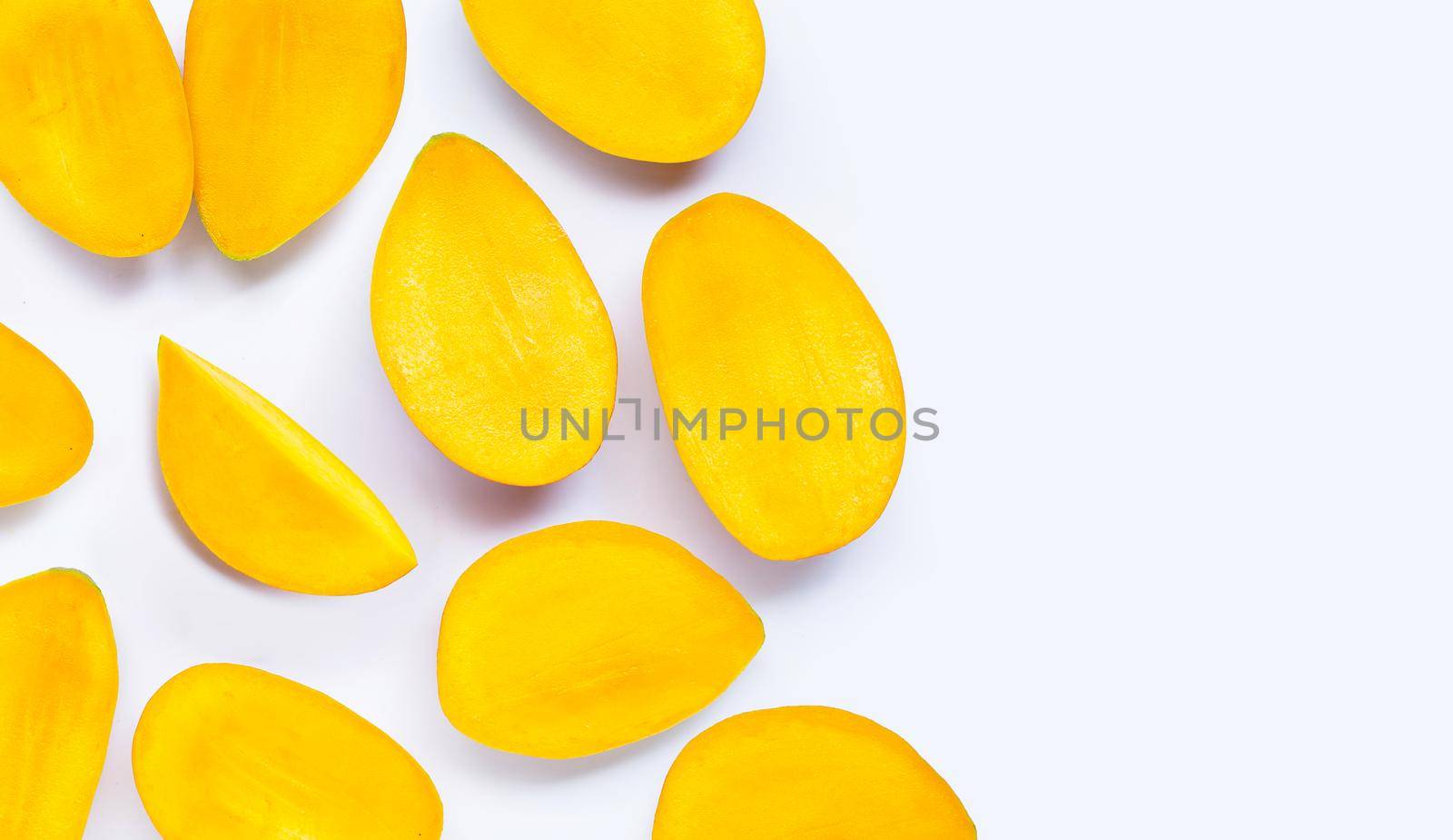 Tropical fruit, Mango  on white background. Top view