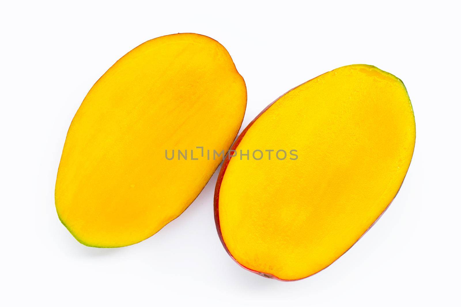 Tropical fruit, Mango  on white background. Top view