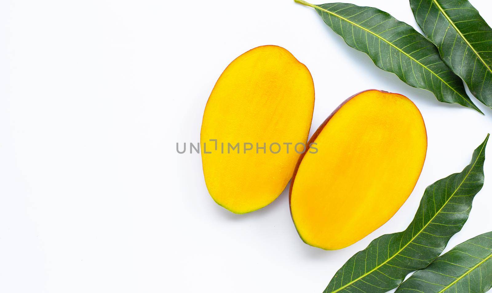 Tropical fruit, Mango  on white background. Top view