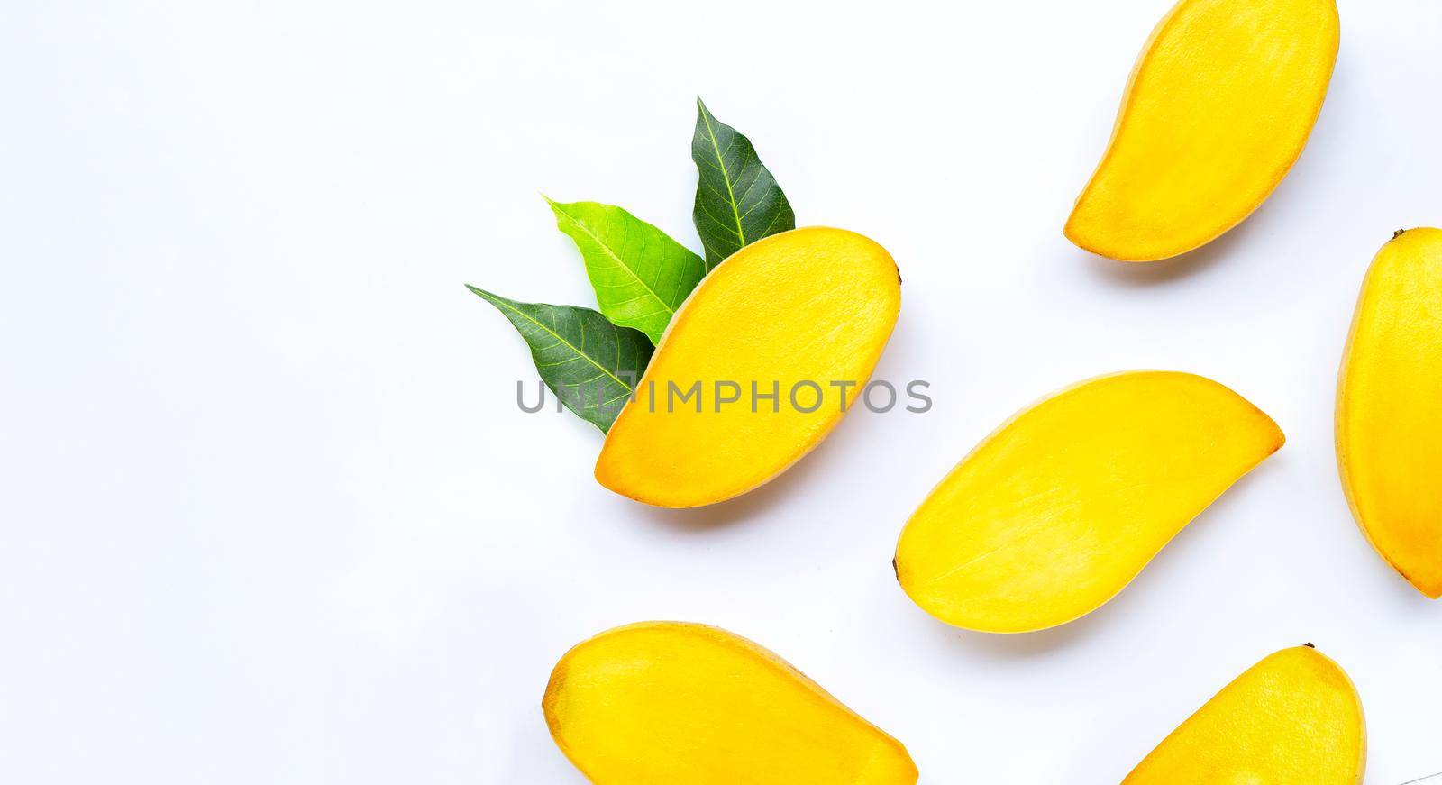 Tropical fruit, Mango  on white background. Top view