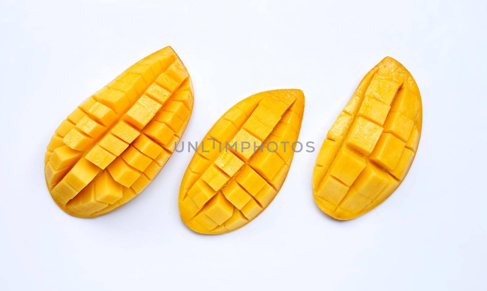 Tropical fruit, Mango  on white background. Top view