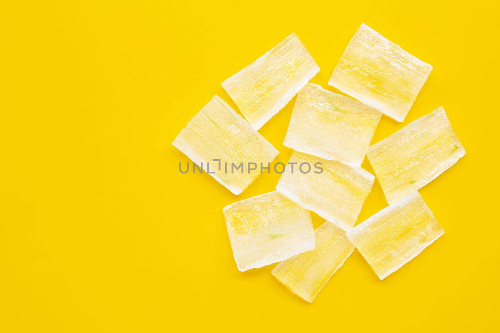 Aloe vera is a popular medicinal plant for health and beauty. Top view