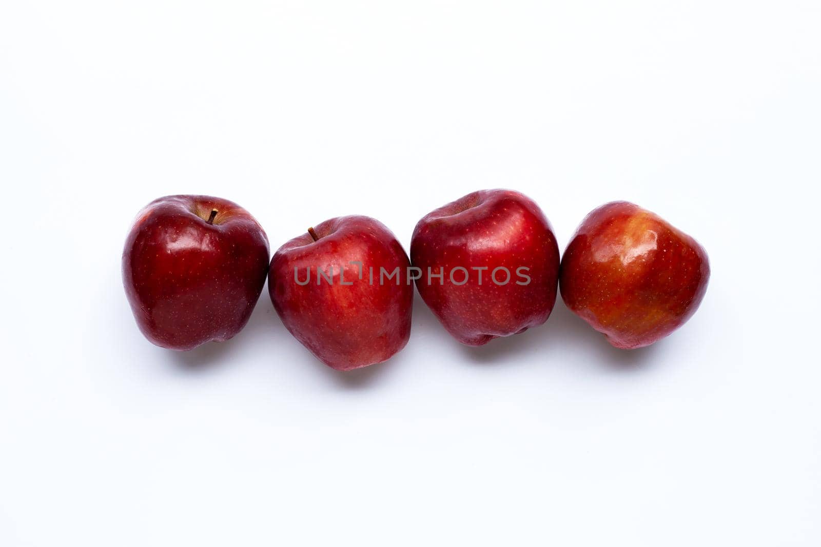 Fresh apples on white background. Top view