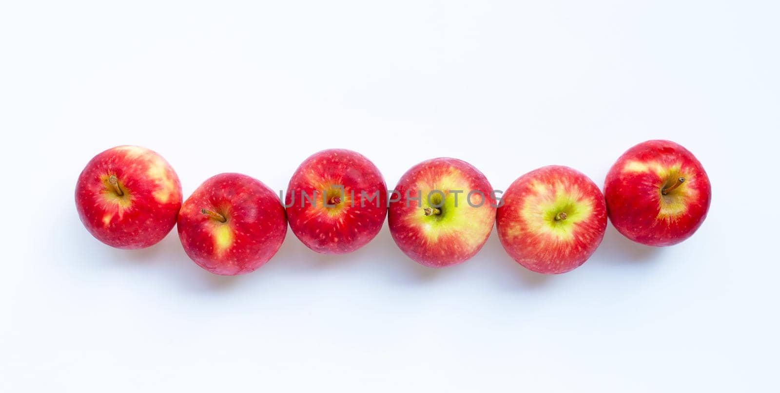 Fresh apples on white background. Top view