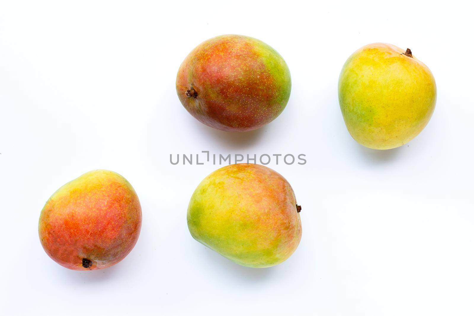 Tropical fruit, Mango  on white background. Top view