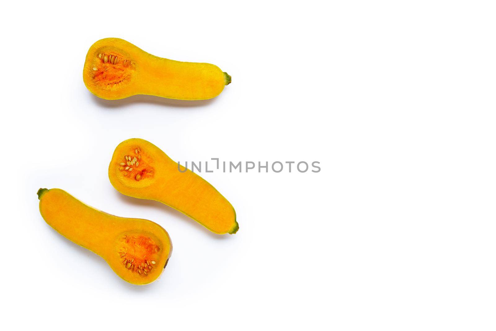 Butternut squash isolated on white background.
