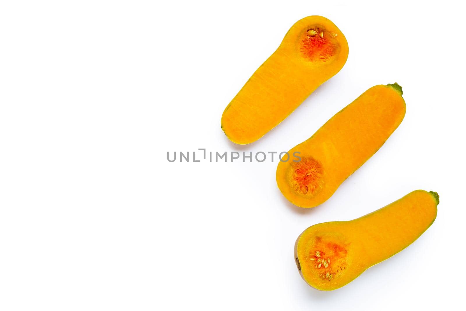 Butternut squash isolated on white background.