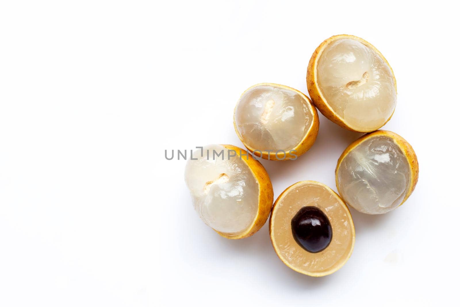 Longan isolated on white background. Top view