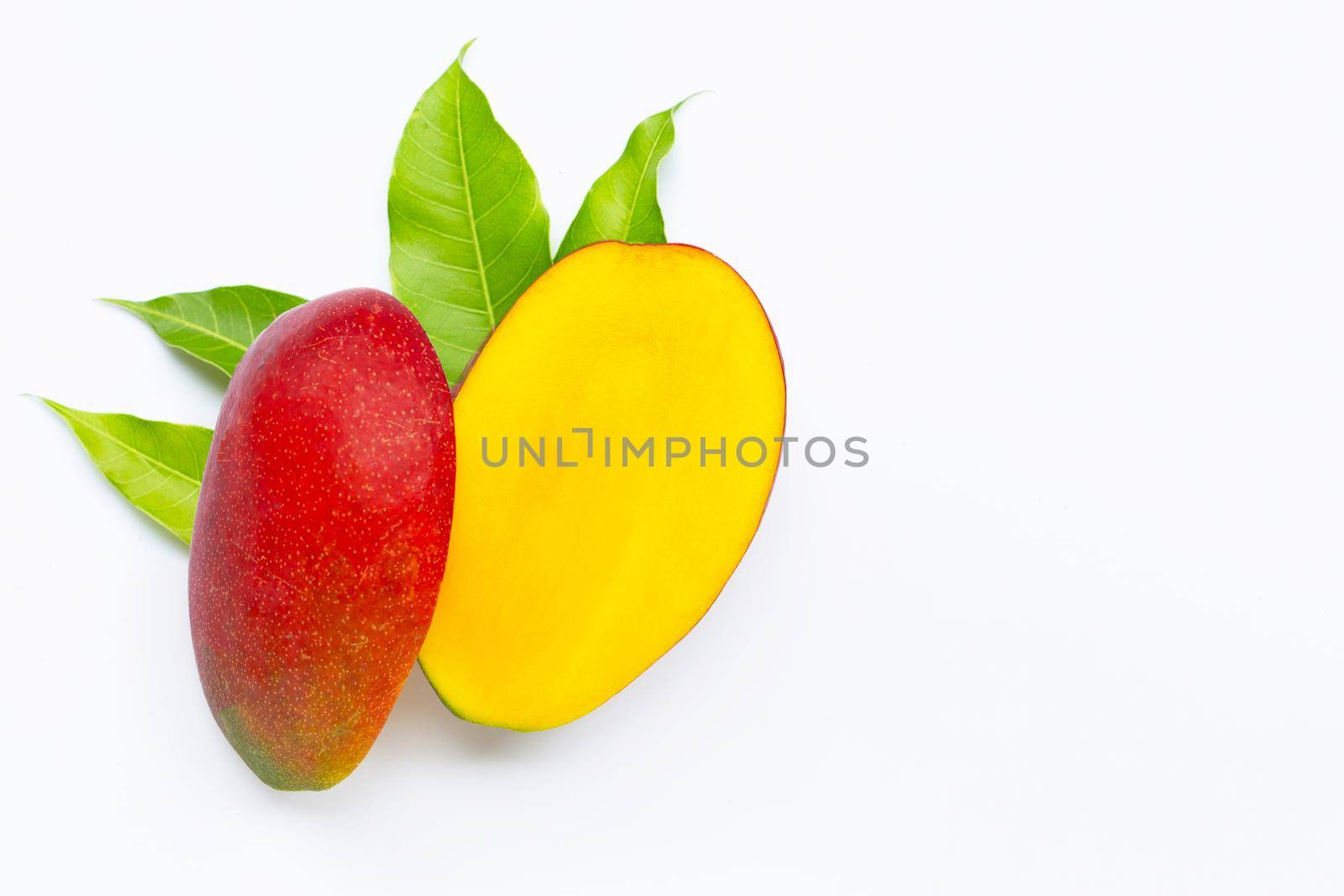Tropical fruit, Mango  on white background. Top view