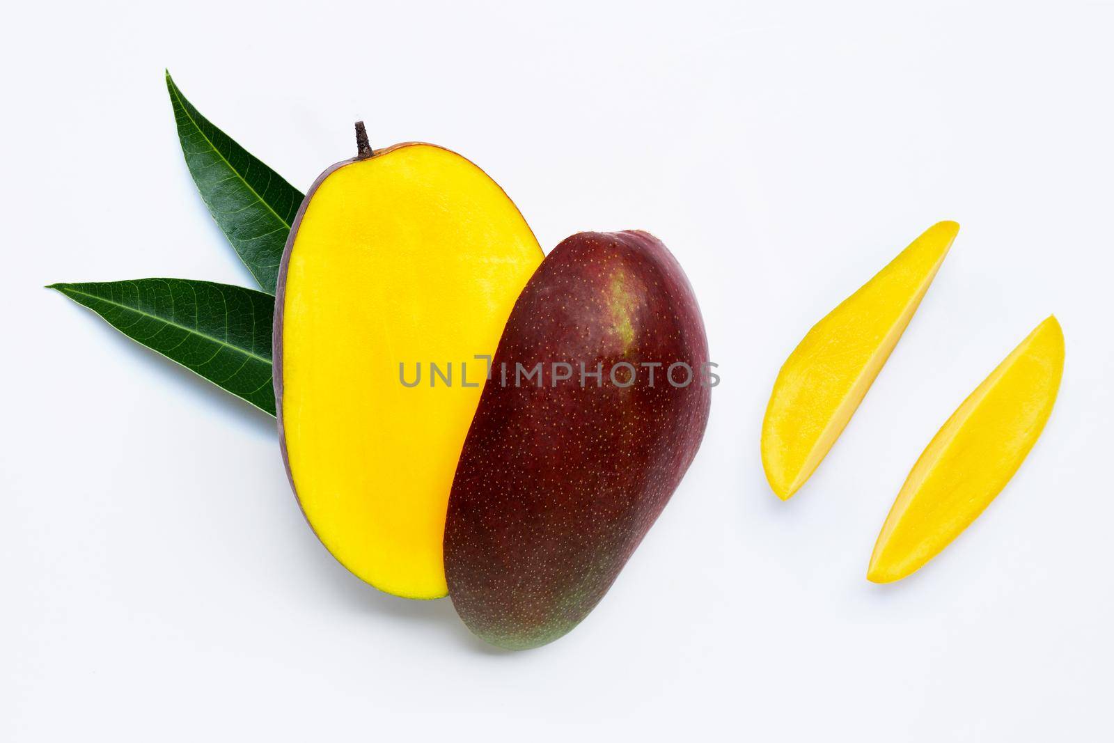 Tropical fruit, Mango  on white background. Top view