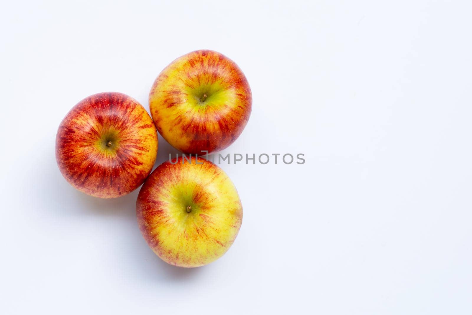 Fresh apples on white background. Top view