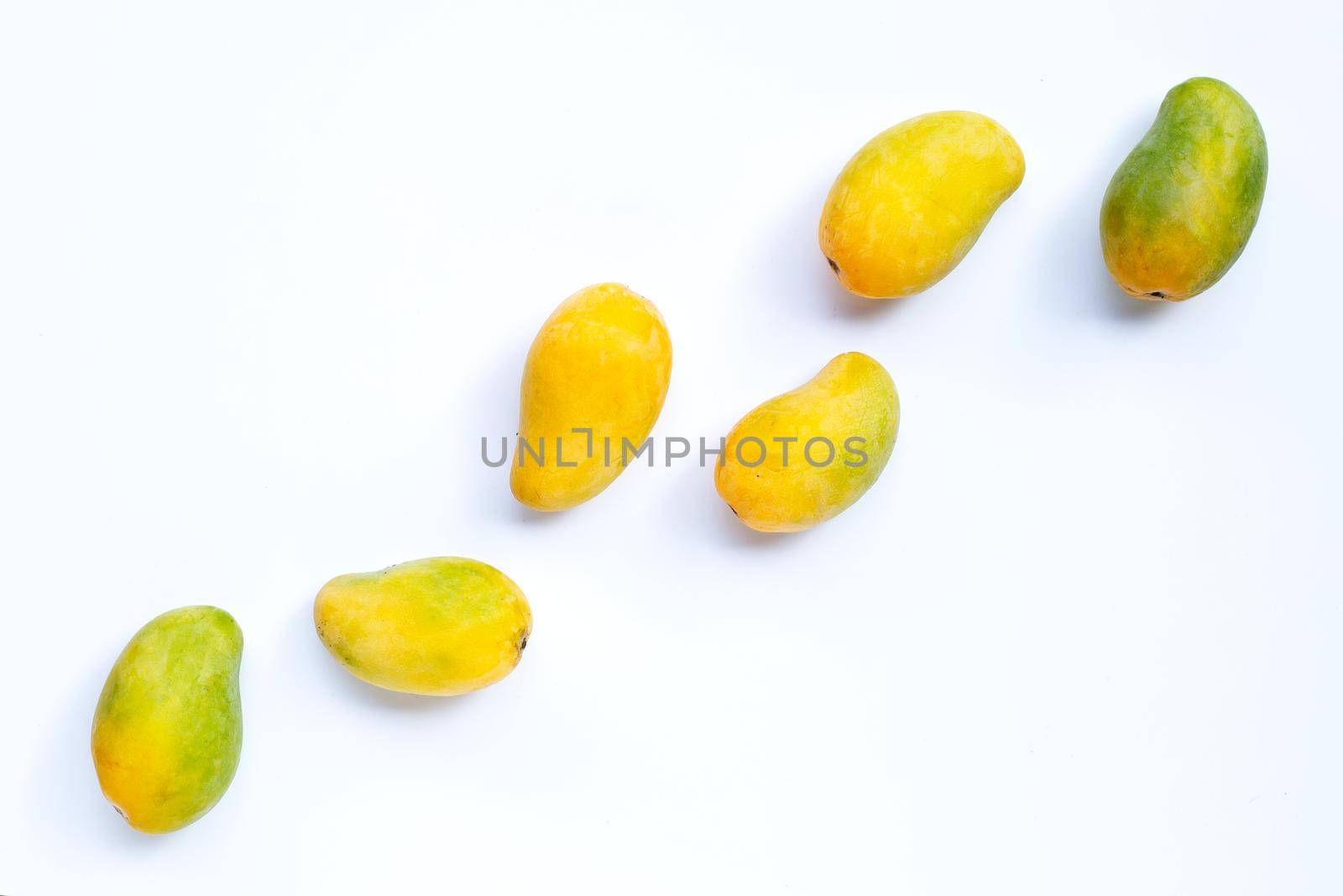 Tropical fruit, Mango  on white background. Top view