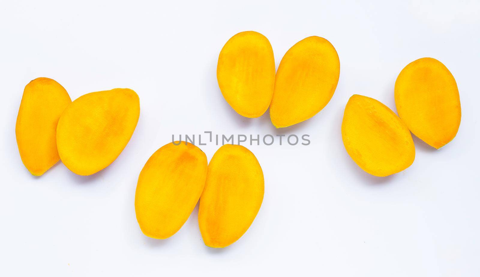 Tropical fruit, Mango  on white background. Top view