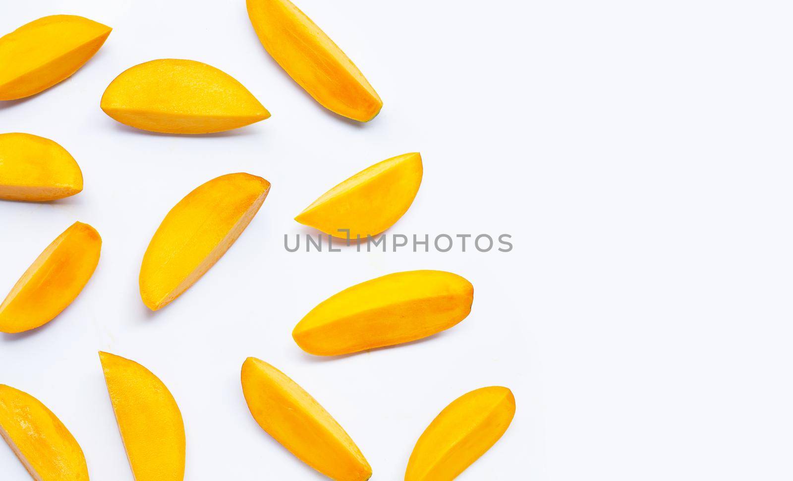 Tropical fruit, Mango  on white background. Top view