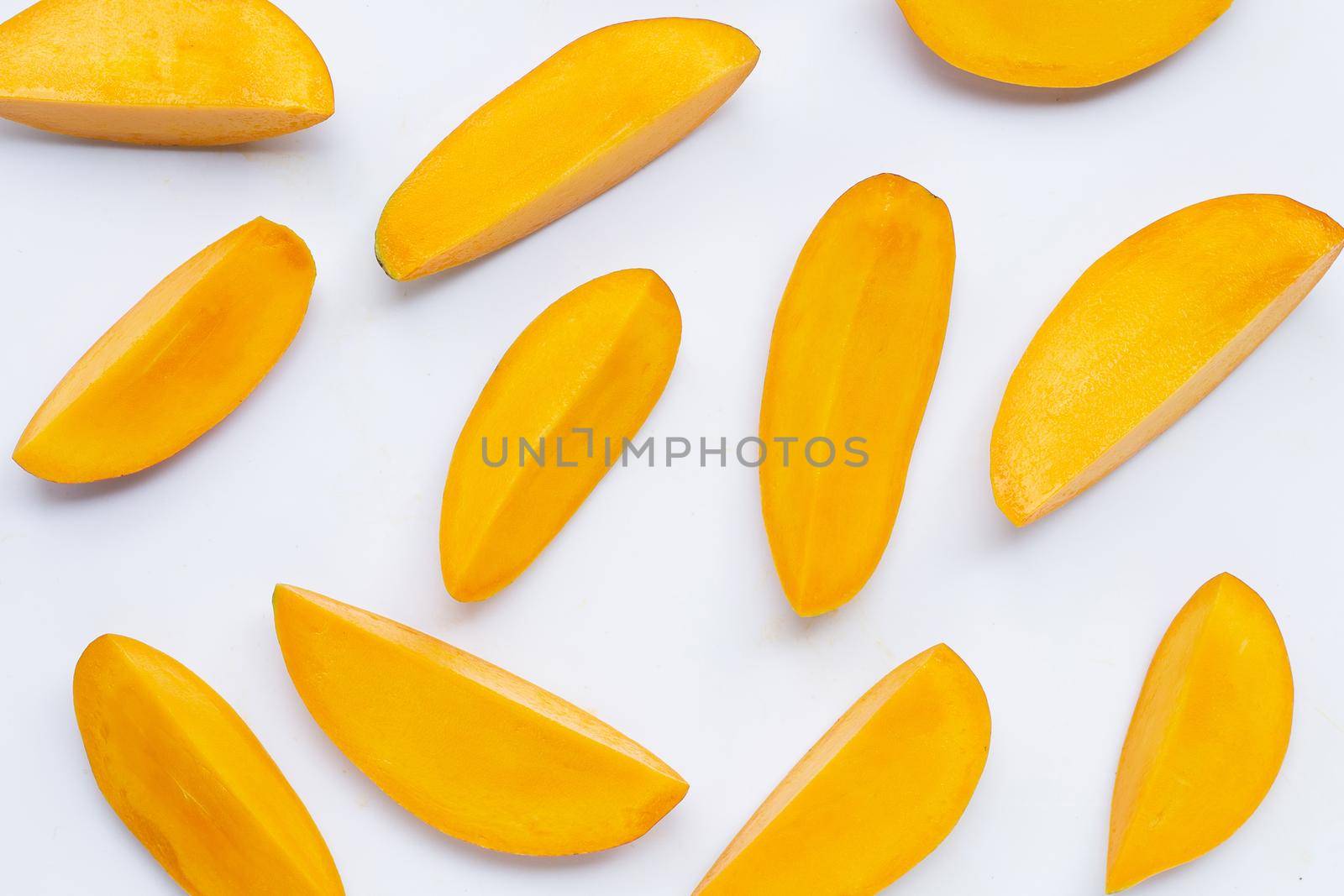 Tropical fruit, Mango  on white background. Top view