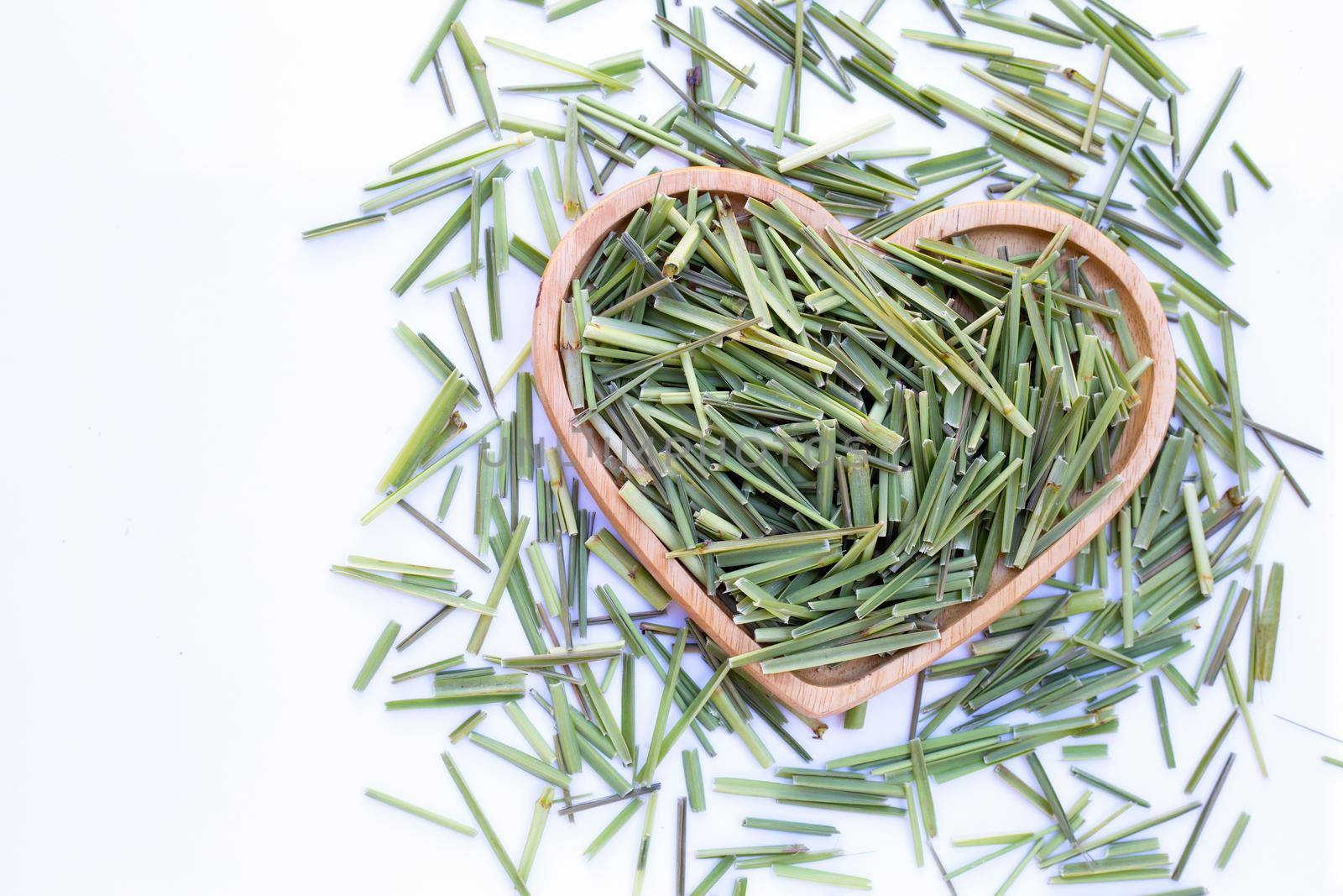 Organic lemongrass on white background.