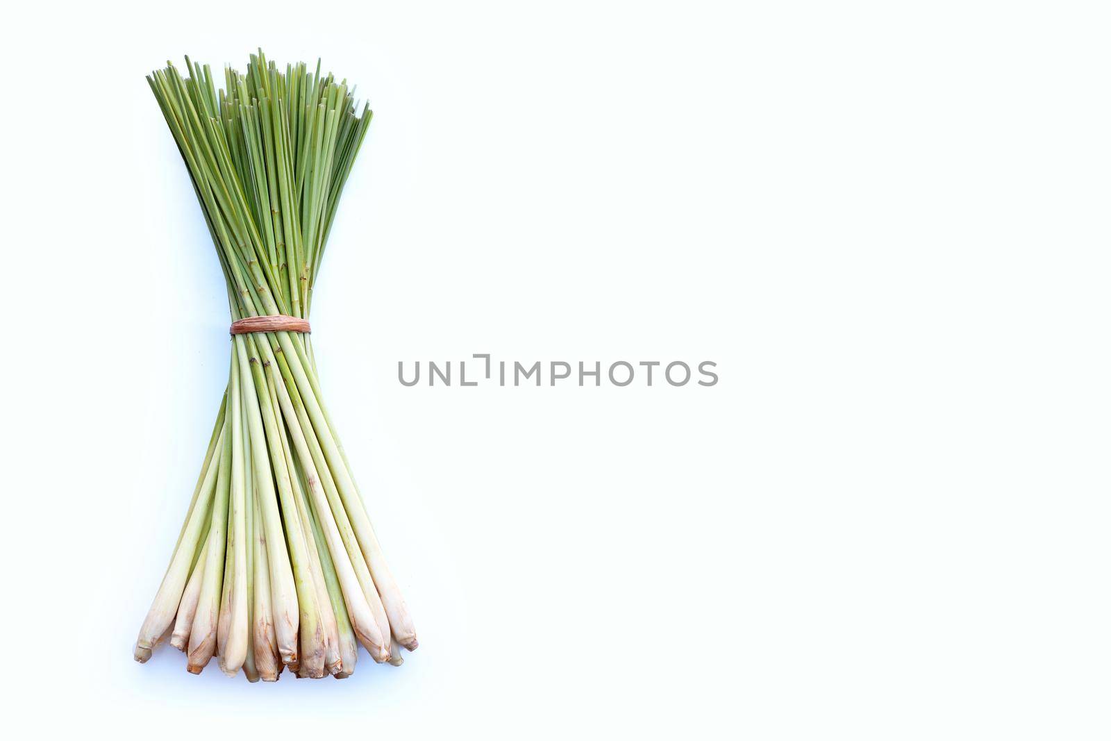Fresh lemongrass on white background.