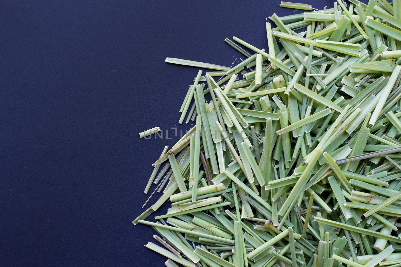 Organic lemongrass on dark background.