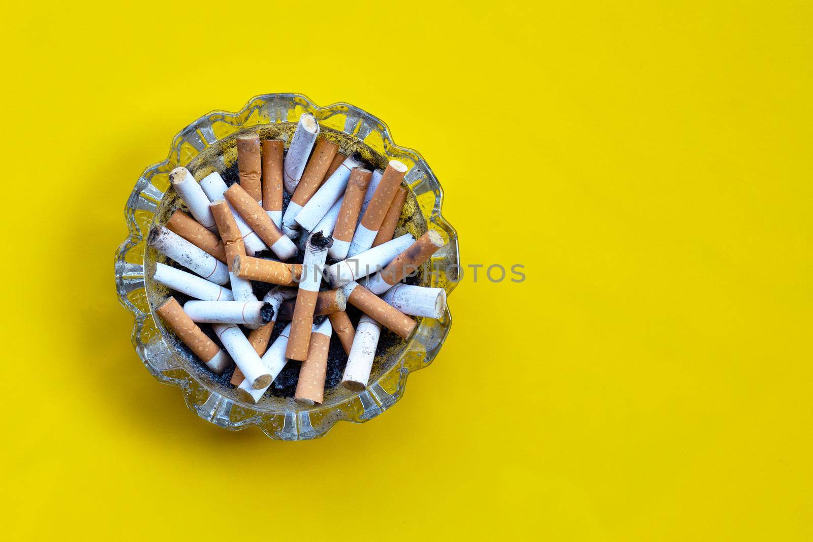 Cigarettes buds in a transparent