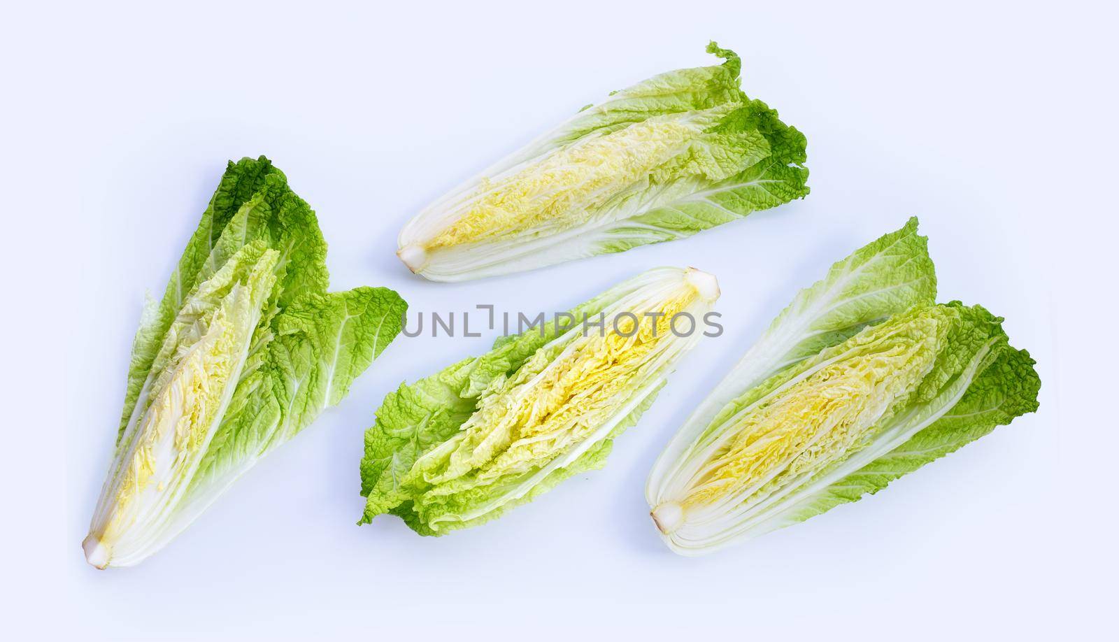 Chinese cabbage on white background. Copy space