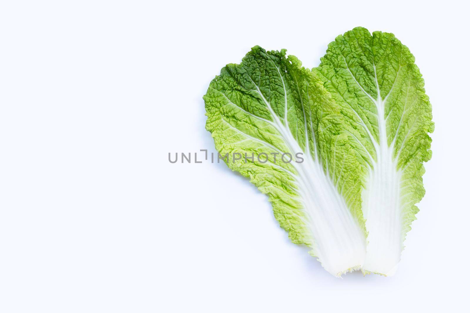 Chinese cabbage on white background. Copy space by Bowonpat