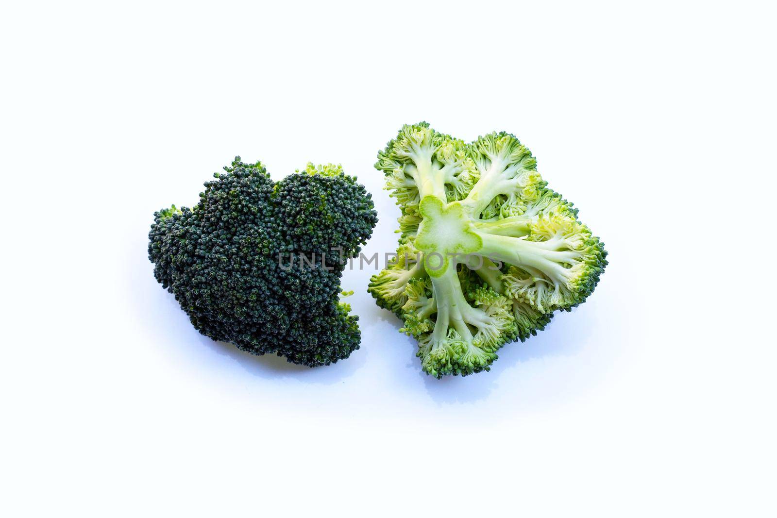 Fresh green broccoli on white background.  by Bowonpat