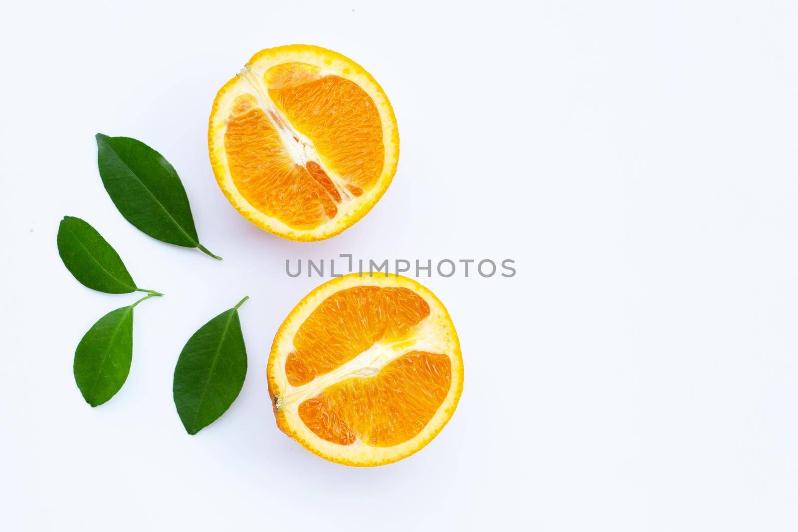 High vitamin C, Juicy and sweet. Fresh orange fruit on white background.