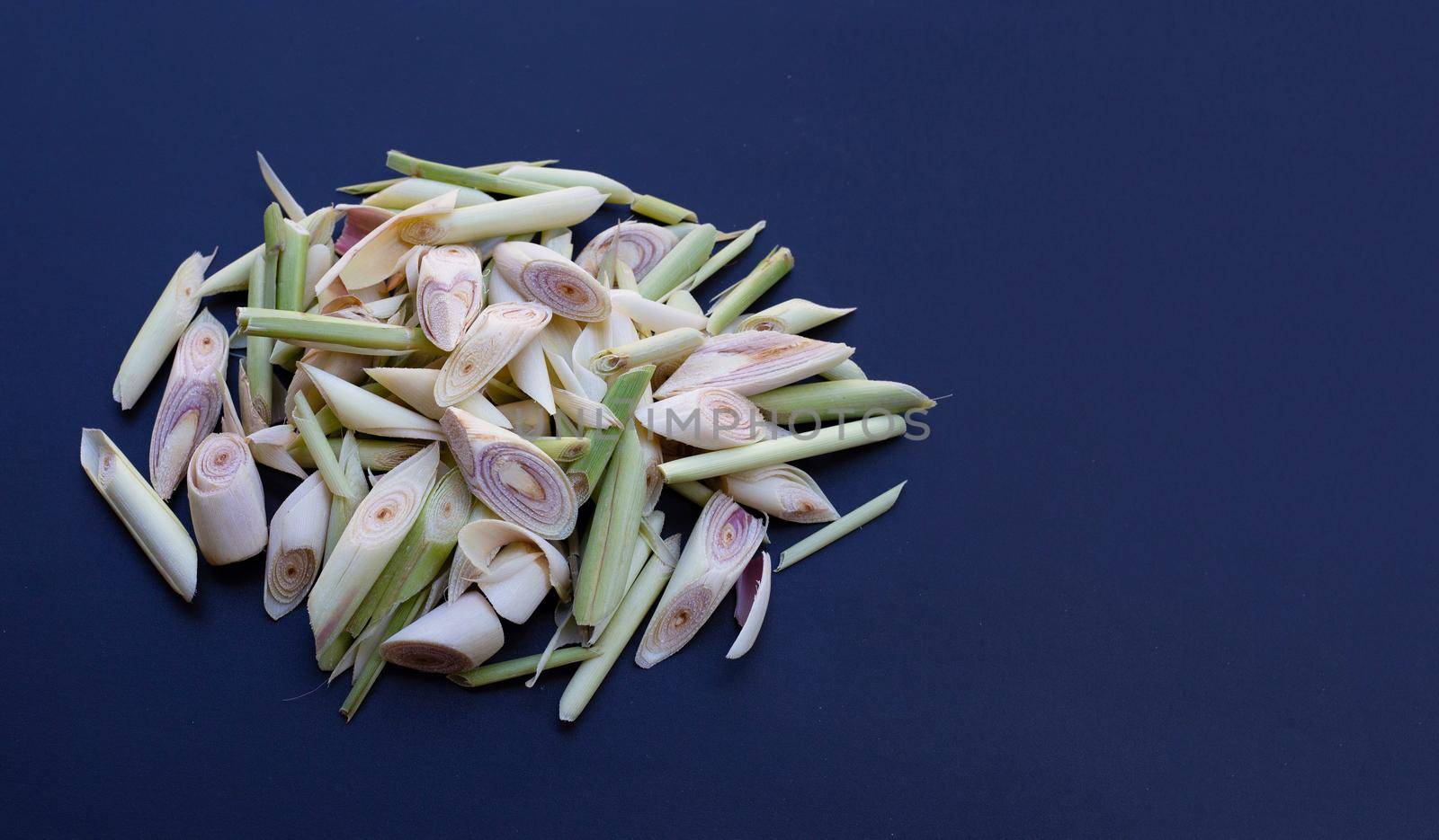 Organic lemongrass on dark background.