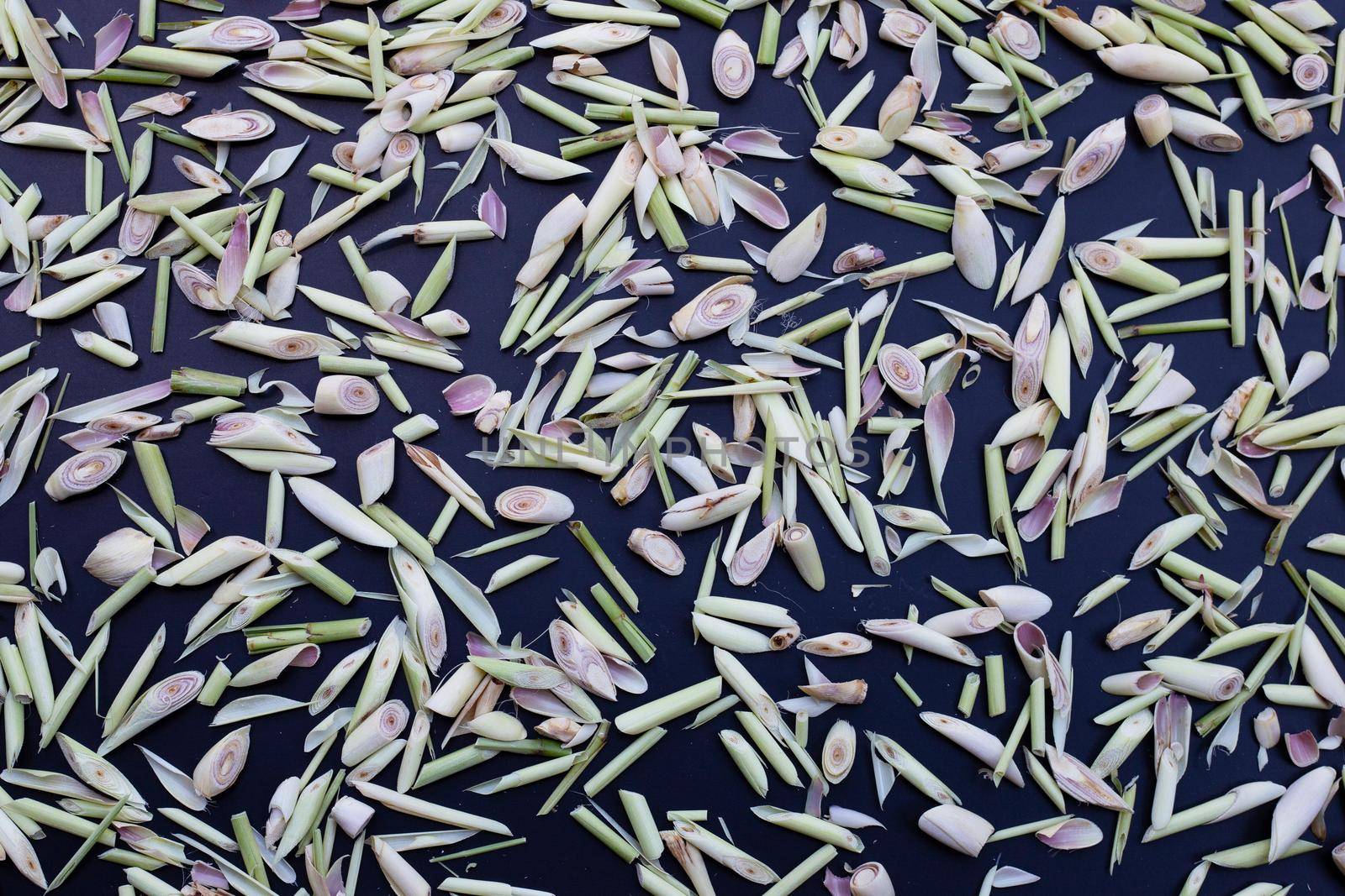 Organic lemongrass on dark background.