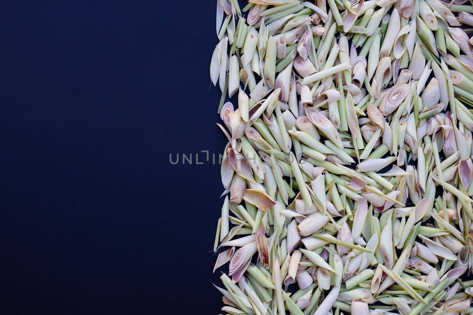 Organic lemongrass on dark background.