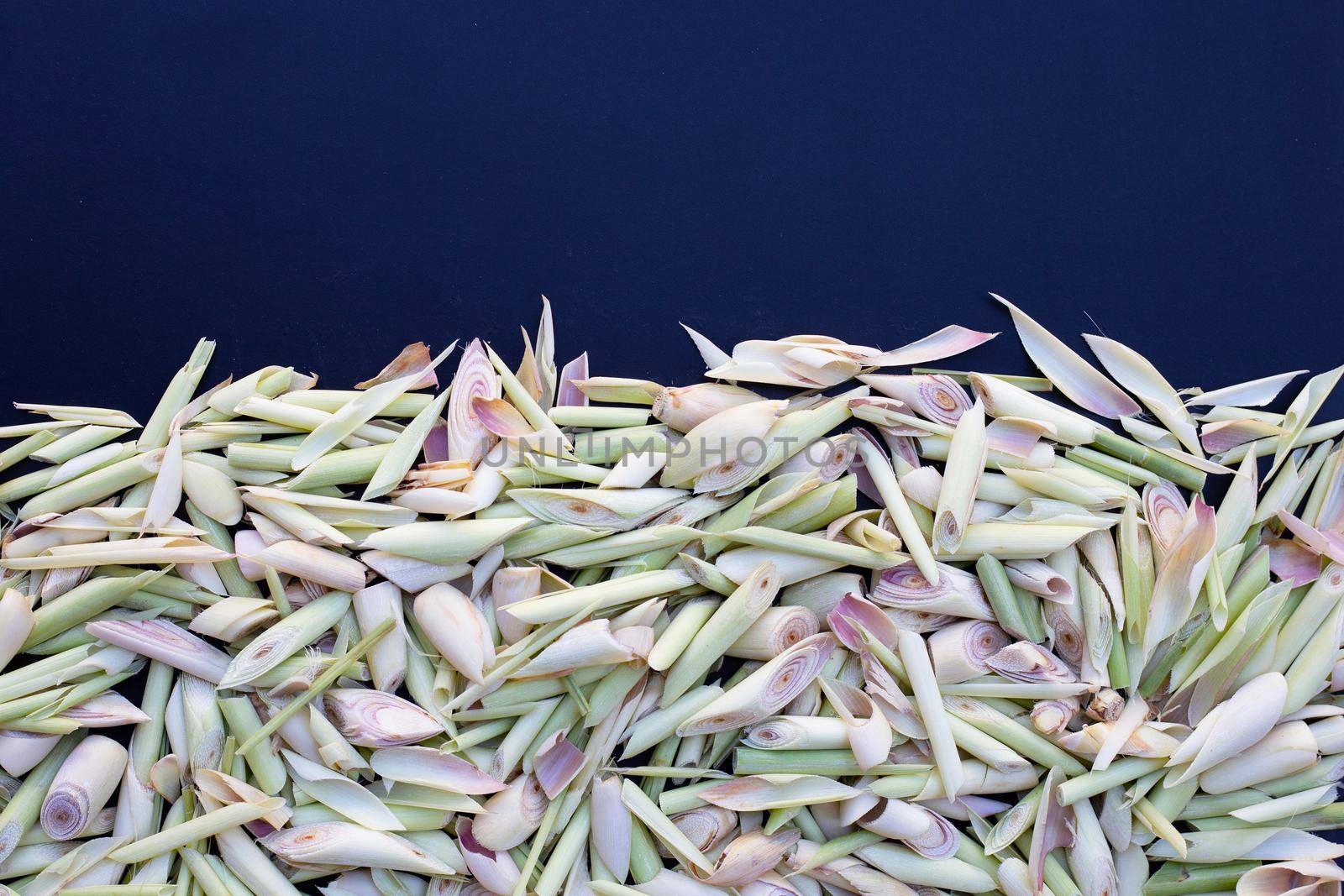 Organic lemongrass on dark background.