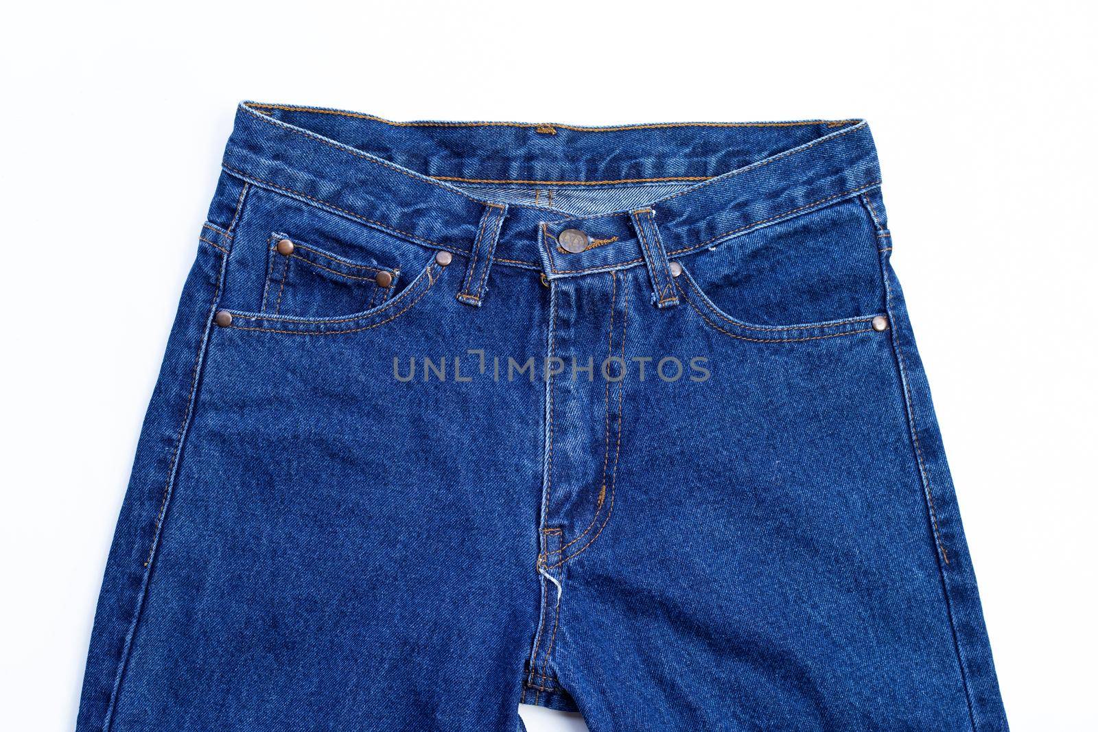 Blue jeans isolated on white background. by Bowonpat