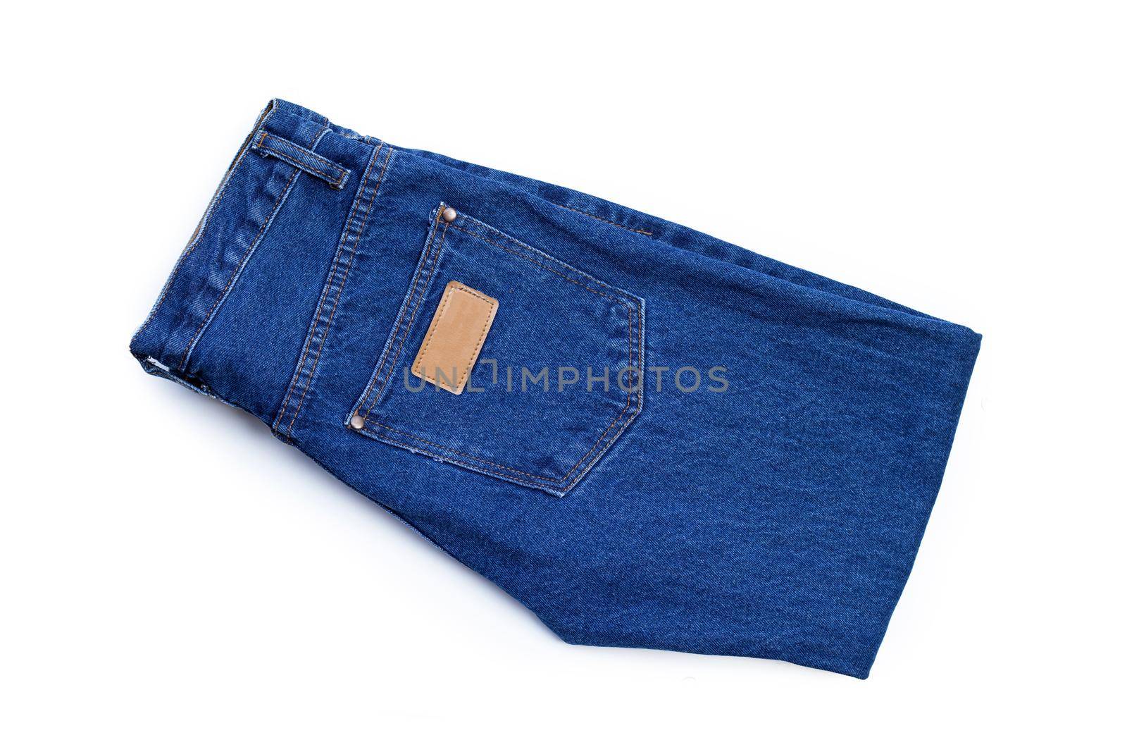 Blue jeans isolated on white background. by Bowonpat