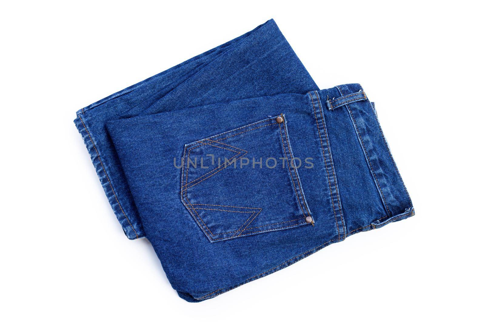 Blue jeans isolated on white background. by Bowonpat