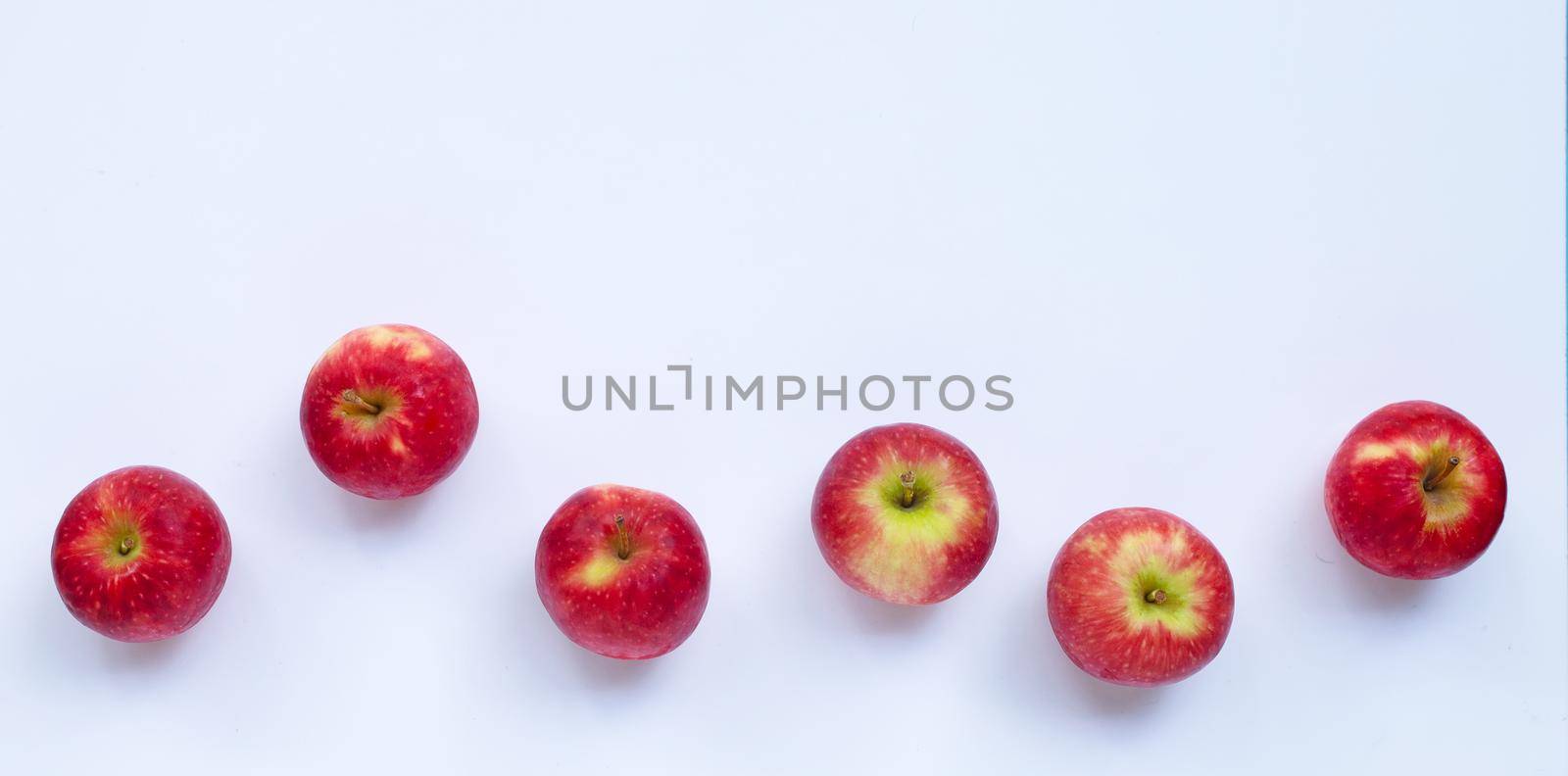 Fresh apples on white background. Top view