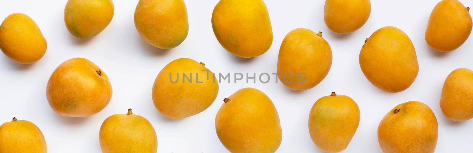Tropical fruit, Mango on white background.  by Bowonpat